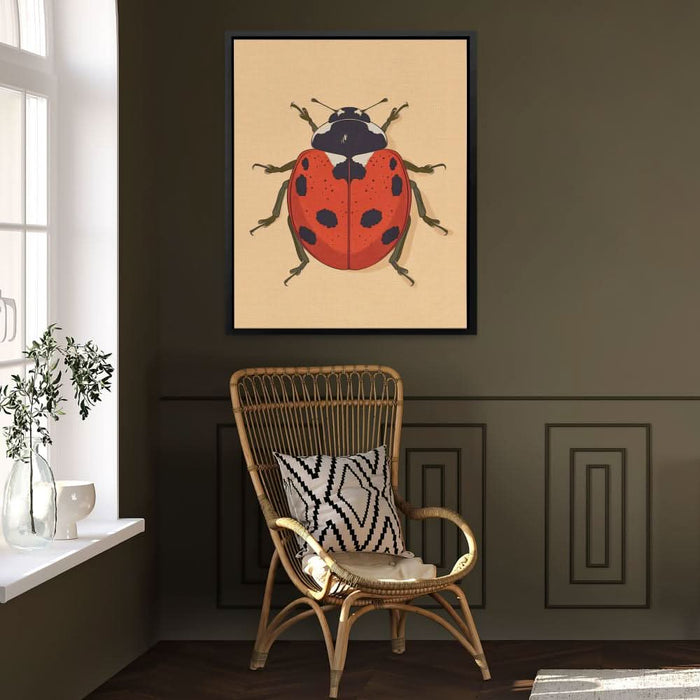 Ladybug - Minimalist Wall Art in Black Frame