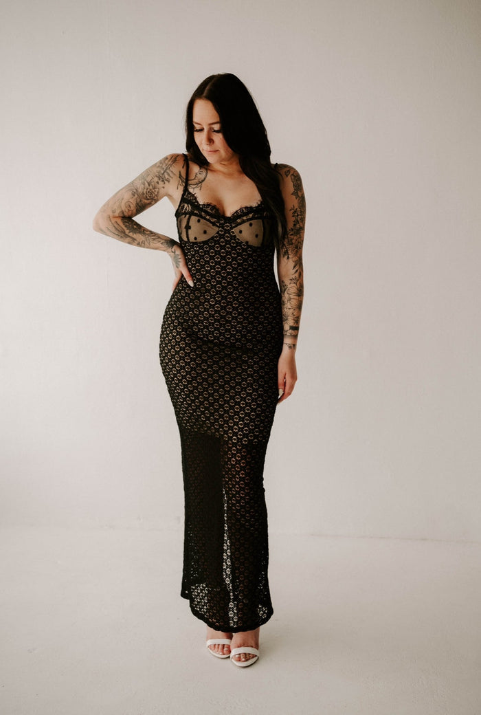 Lauren's Lace Slit Dress