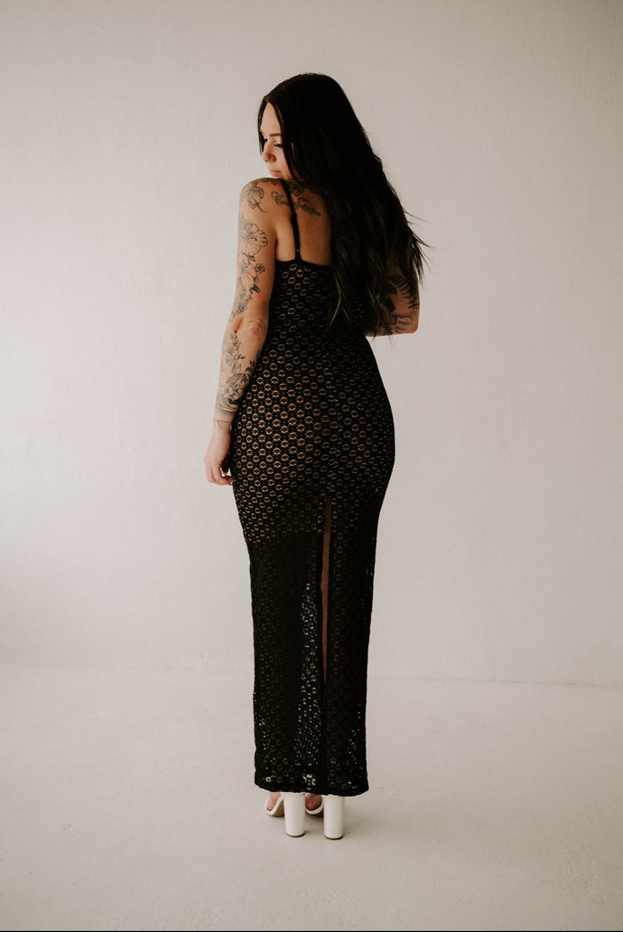 Lauren's Lace Slit Dress
