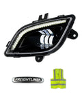 LED Fog Light Set with Halo Ring DLR Black Housing Left Freightliner Cascadia 2018+ -