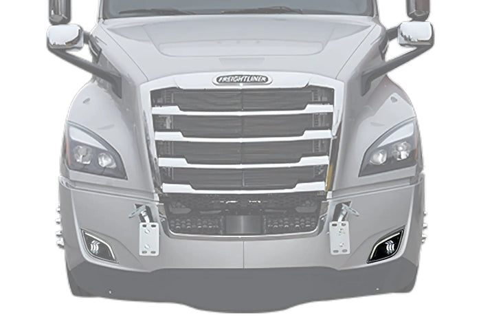 LED Fog Light Set with Halo Ring DLR Black Housing Left Freightliner Cascadia 2018+ -