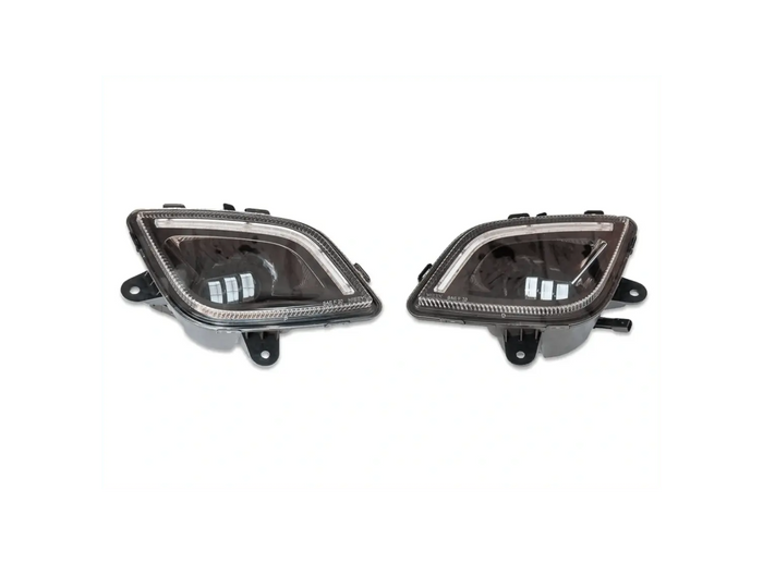 LED Fog Light Lamp Set with Halo Ring DLR Black Housing for Freightliner Cascadia 2018+ - Tacoma Parts Corporation