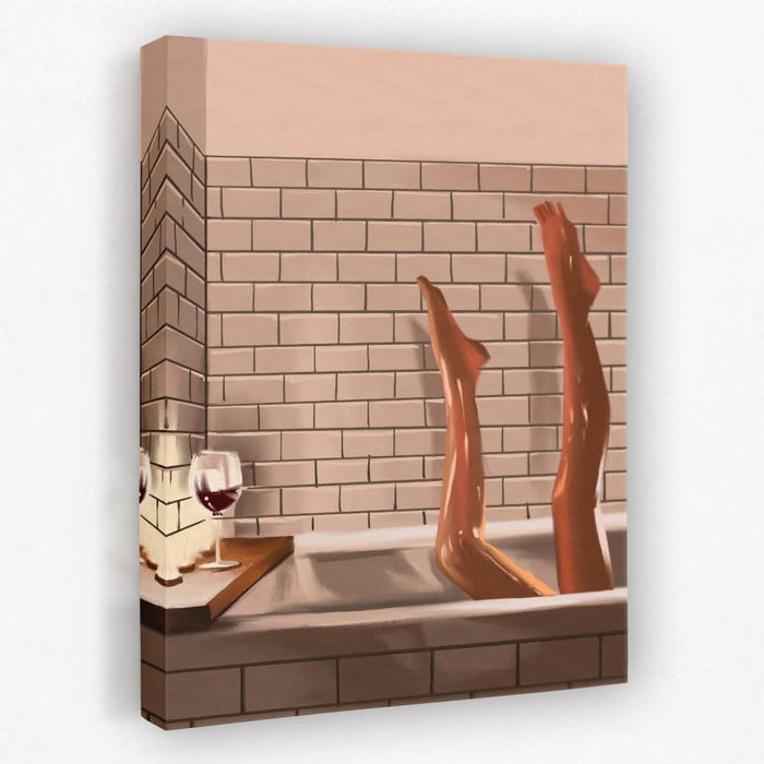 Legs in a Bath - Bathtub Canvas Wall Art