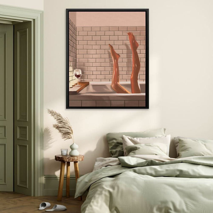 Legs in a Bath - Modern Wall Art in Black Frame