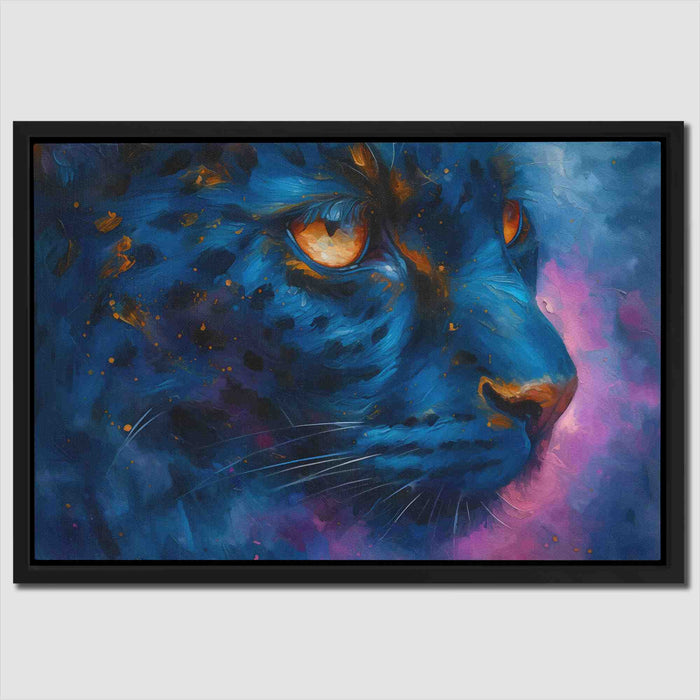Leopard on the Prowl - Blue Wall Art for Hallway