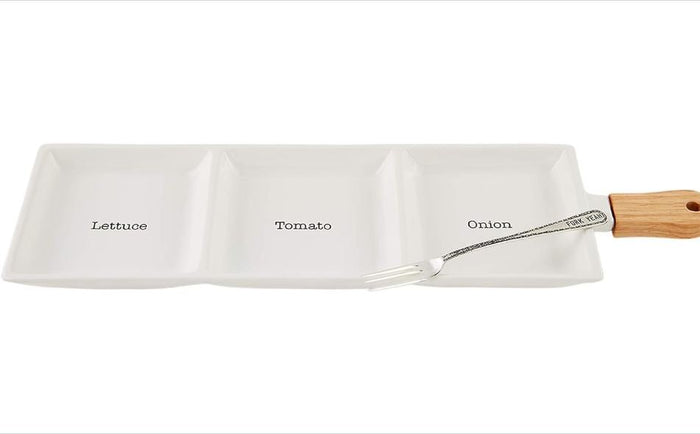 Lettuce, Tomato, Onion Garnish Bar Set With Fork