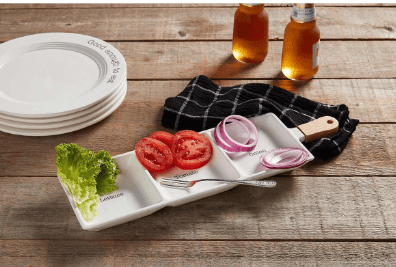 Lettuce, Tomato, Onion Garnish Bar Set With Fork