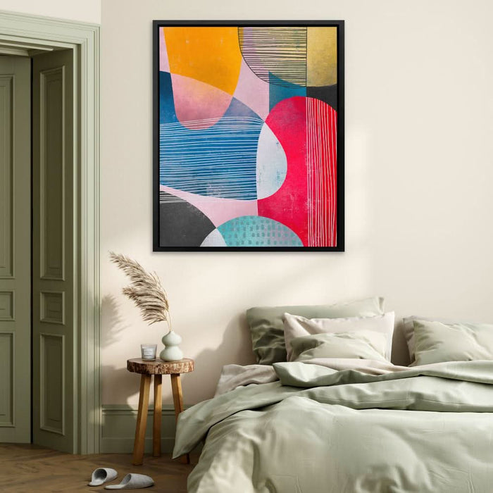 Lines In Circles - Abstract Wall Art in Black Frame