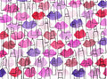 Lips Lipstick Outline Pen and Watercolor Painting