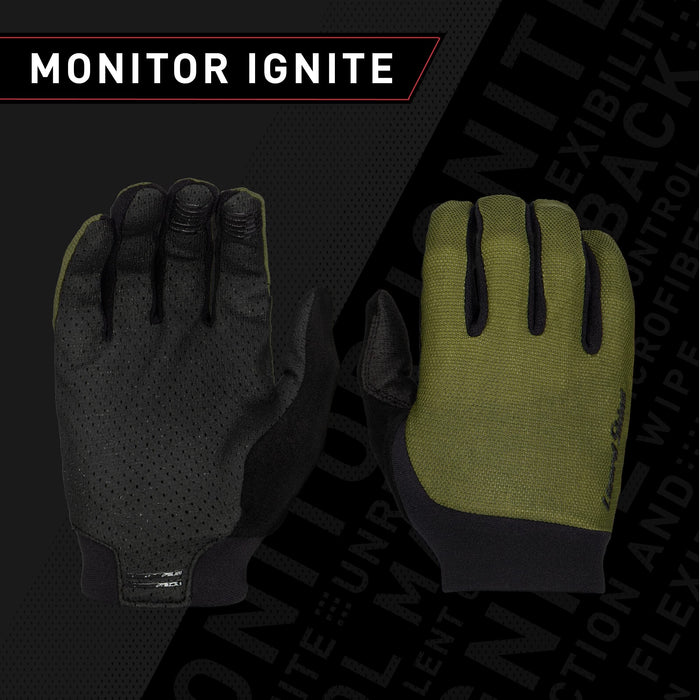 Lizard Skins Monitor Ignite Long Finger Cycling Gloves – Olive Green (XS, S)