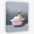 Llama In The Bath - Bathtub Canvas Wall Art