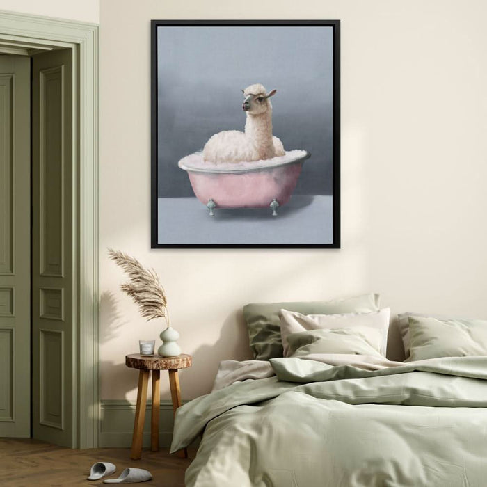 Llama In The Bath - Large Modern Canvas Print