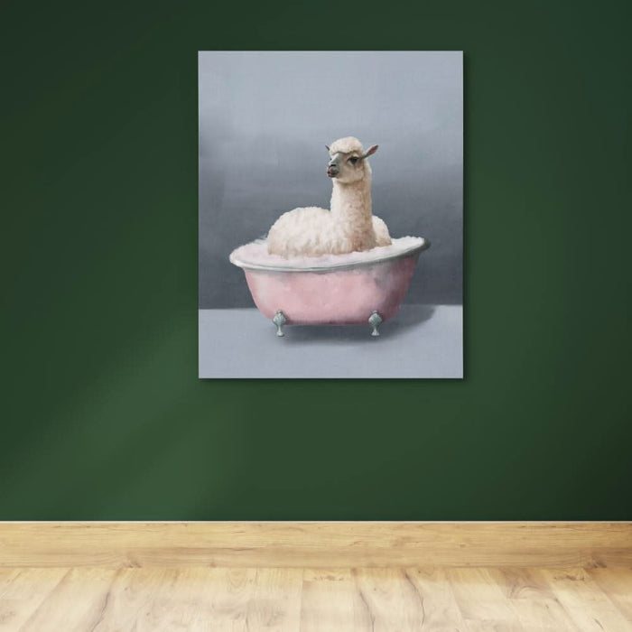 Llama In The Bath - Pink Wall Art