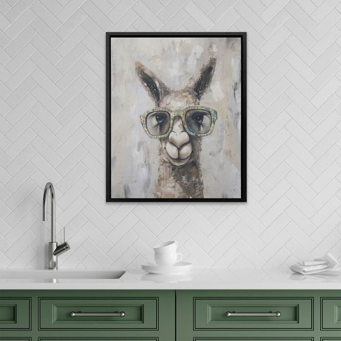 Llama With Glasses - Beige Llama Canvas Print