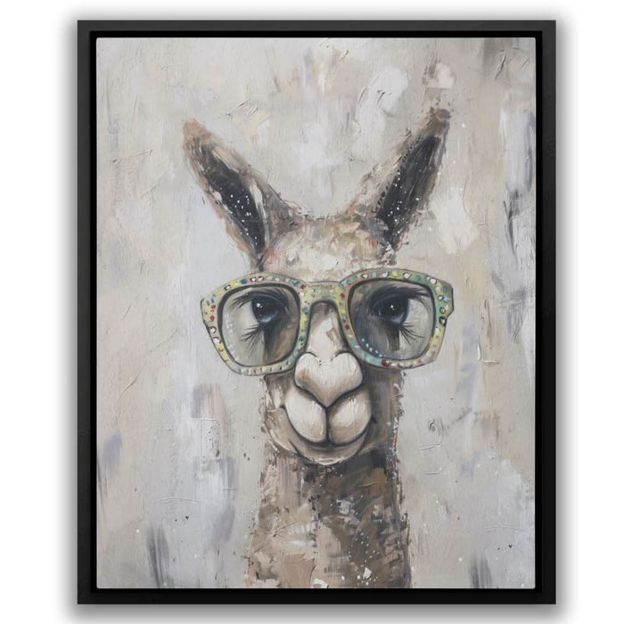 Llama With Glasses - Gray Art