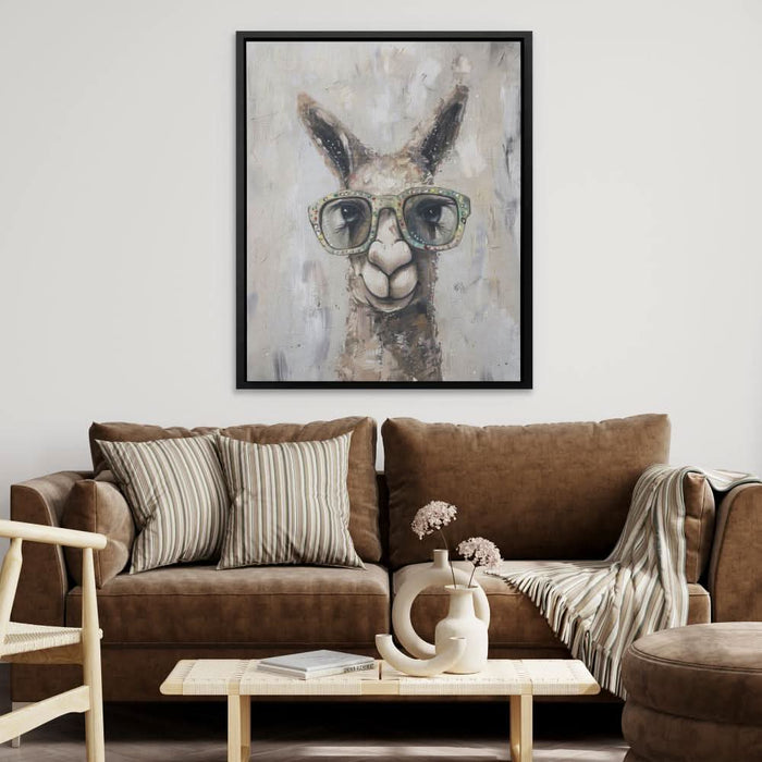 Llama With Glasses - Large Modern Canvas Print