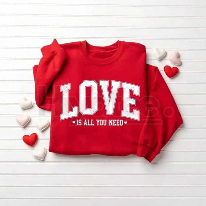 Love All You Need Sweatshirt: Cute Women's Valentine's Day Heart Crewneck