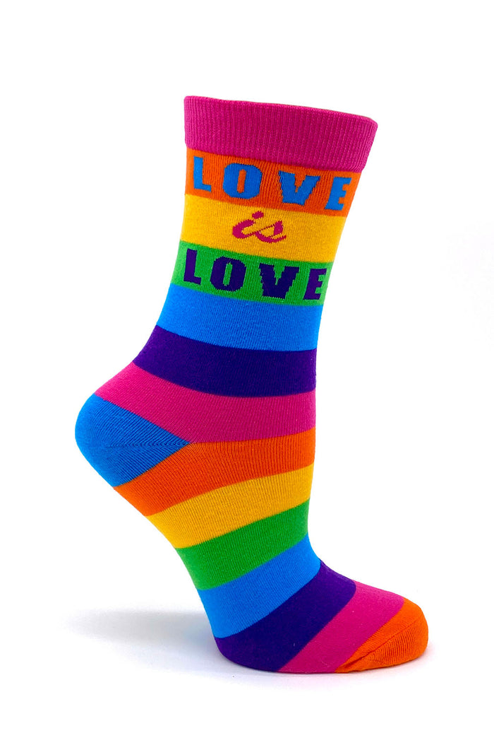LOVE is LOVE gay pride lgbtq Women's cotton crew socks