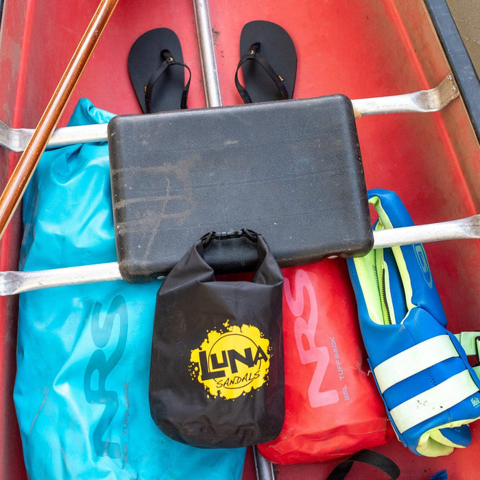LUNA Dry Bag - 5L - strapped to the canoe rack