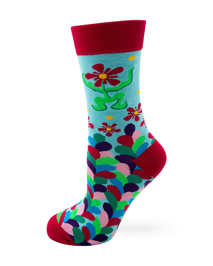 Ladies' Novelty Crew Socks with Flower