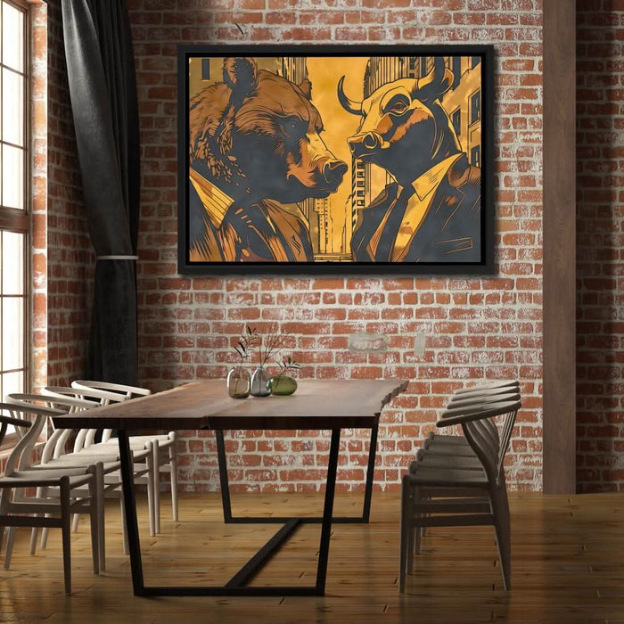Market Rivalry - Black and Gold Wall Art for Home Office