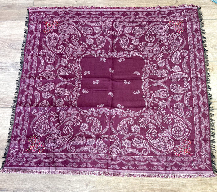 Maroon Beaded Scarf