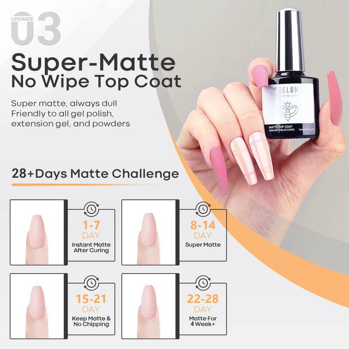 Matte & Shine Top Coat With Base Gel Set - (0.33oz*3) Top&Base Coat MODELONES #