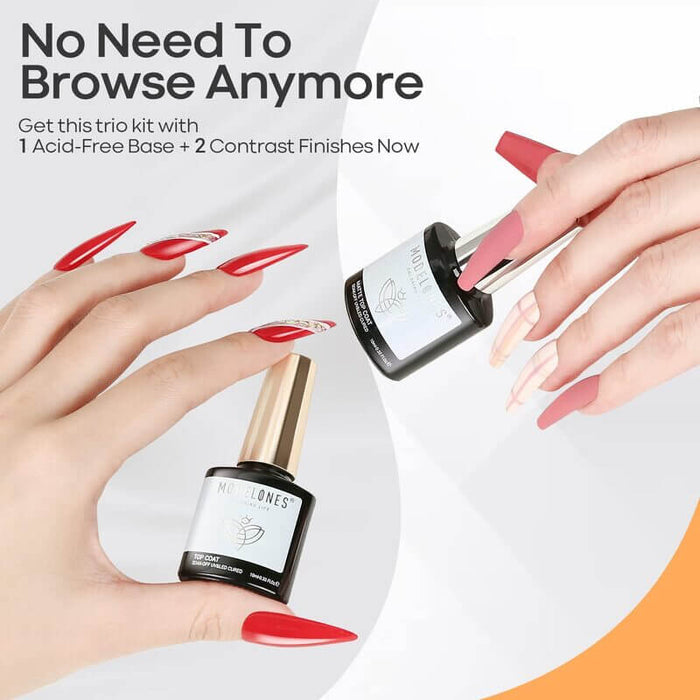 Matte & Shine Top Coat With Base Gel Set - (0.33oz*3) Top&Base Coat MODELONES #