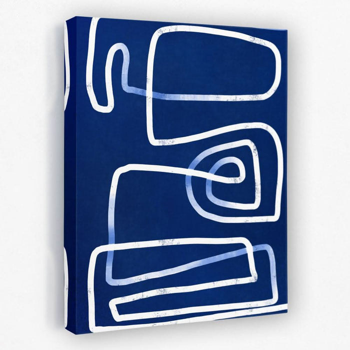 Maze Lines - Navy Blue Canvas Wall Art