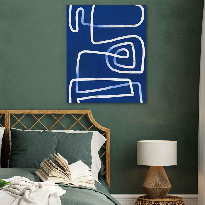 Maze Lines - Navy Blue Art