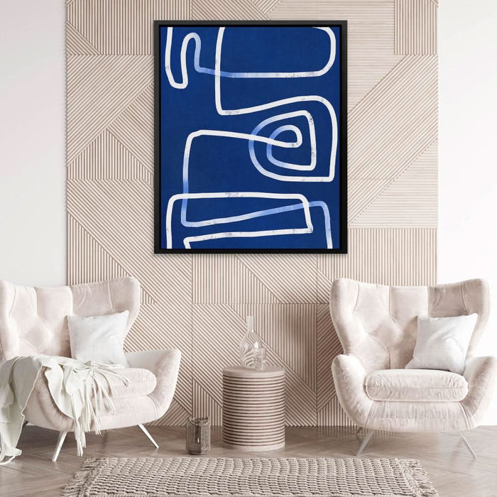Maze Lines - Modern Blue Canvas Wall Art