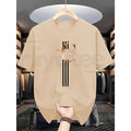 Men's Casual Calvin Print T-Shirt – Black & Gold Striped Street Style Essential