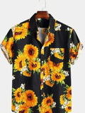 Men's Full Size Sunflower Short Sleeve Shirt Plus Size