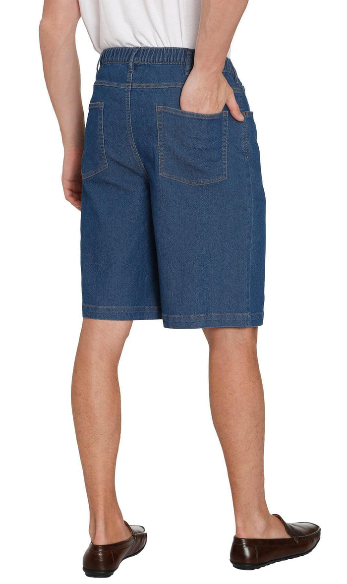 Men's Pull-On Stretch Denim and Twill Shorts — Elastic Waist No Zipper