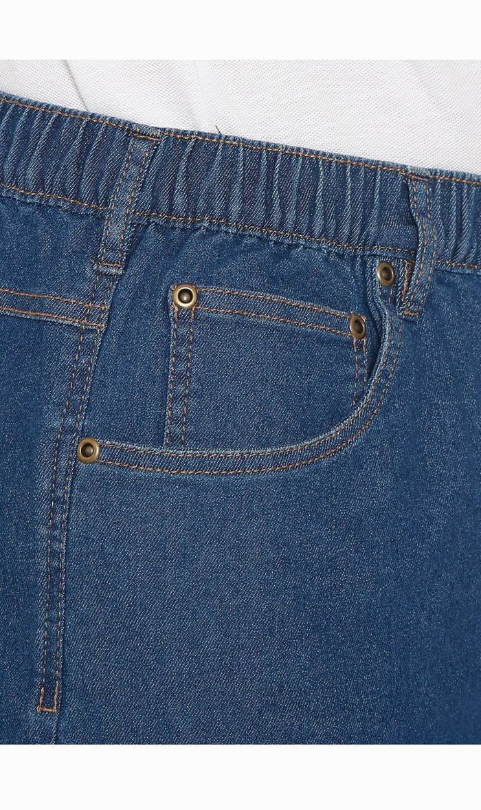 Men's Pull-On Stretch Denim and Twill Shorts — Elastic Waist No Zipper