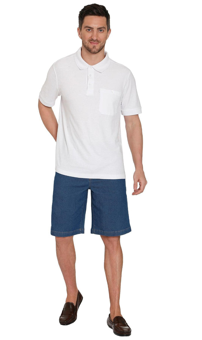 Men's Pull-On Stretch Denim and Twill Shorts — Elastic Waist No Zipper