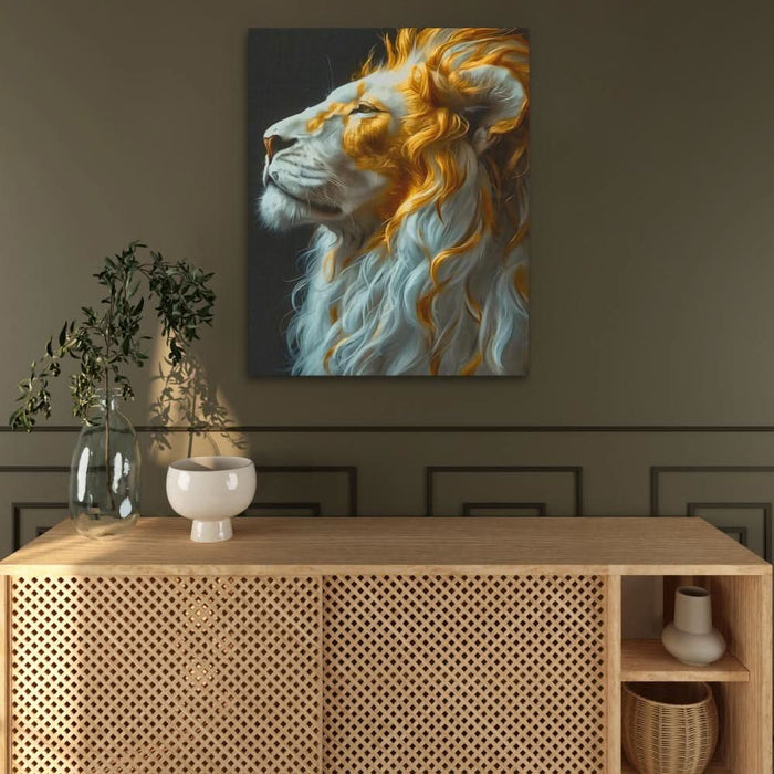 Mesmerizing Lion - Gold Wall Art for Living Room