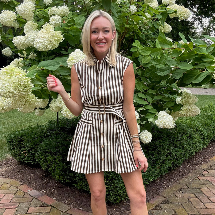Mia Stripe Belted Mini Dress
