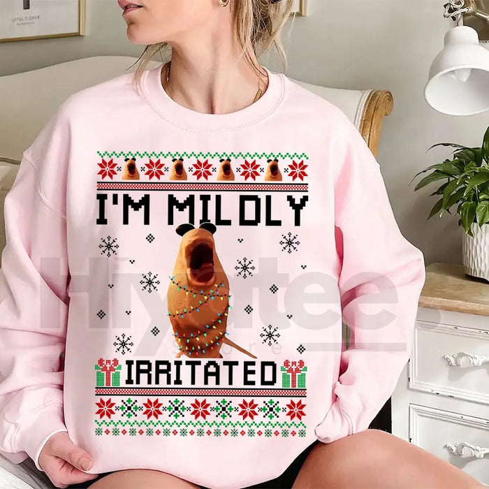 Mildly Irritated Sweatshirt: Funny Meme Ugly Christmas Sweater