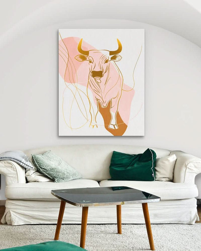Minimalist Beast - Bull Art for Bedroom
