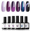 modelones Fall Purple Gel Nail Polish Set, 6 Colors Purple-Red Black Blue