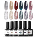 modelones Glitter Gel Nail Polish Set, 6 Colors Fall Winter Shimmer Sparkle