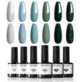 modelones Green Blue Grey Gel Nail Polish Set 6 Colors