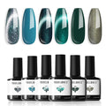 modelones Green Gel Nail Polish Set 6 Colors, Blue Green Sparkle Glitter