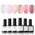 modelones Jelly Gel Nail Polish Set 6 Colors, White Nude Pink Translucent