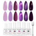modelones Purple Gel Nail Polish Set, Hema-Free 6 Colors Lavender Mauve