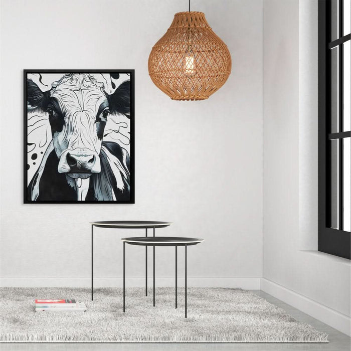 Monochrome Moo - Contemporary Neutral Canvas Wall Art