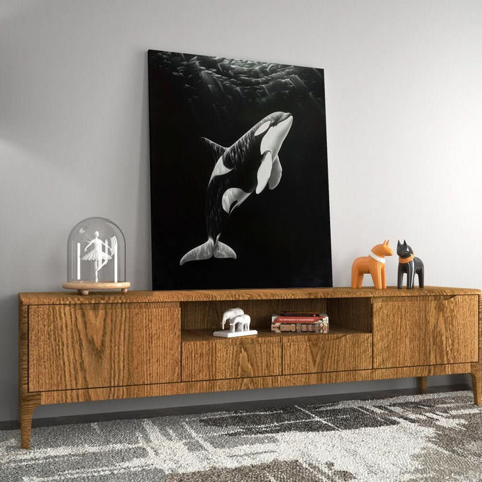 Monochrome Orca - Black and White Art for Bathroom