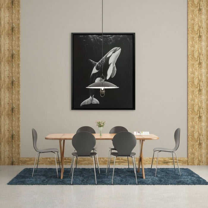 Monochrome Orca - Minimalist Canvas Wall Art