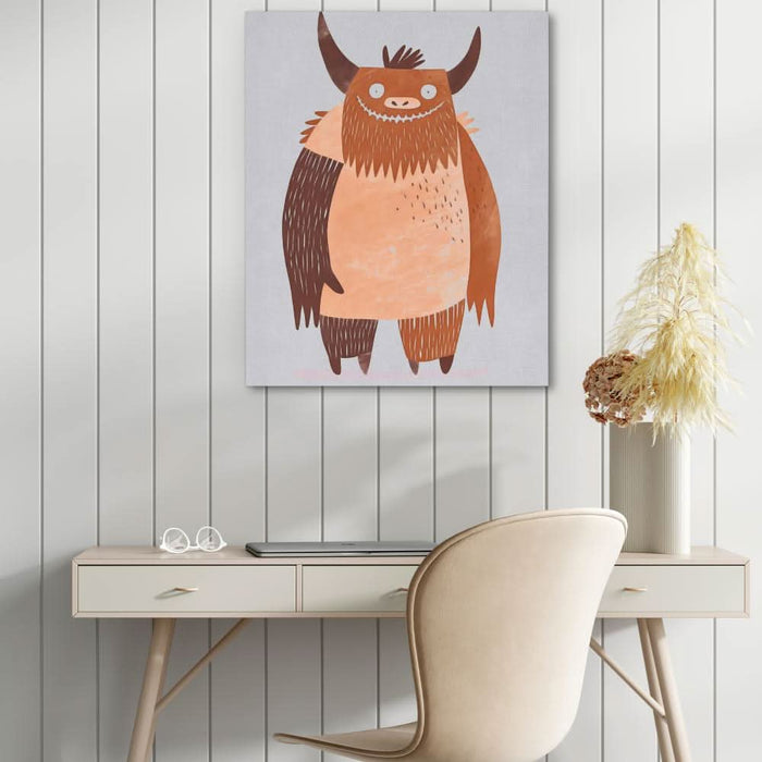Monster Mischief - Beige Playful Canvas Print